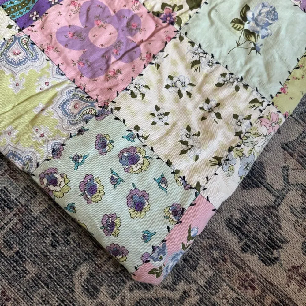 Pastel Patchwork Twin Comforter by Match Cotton Cottage Core Feminine Romantic